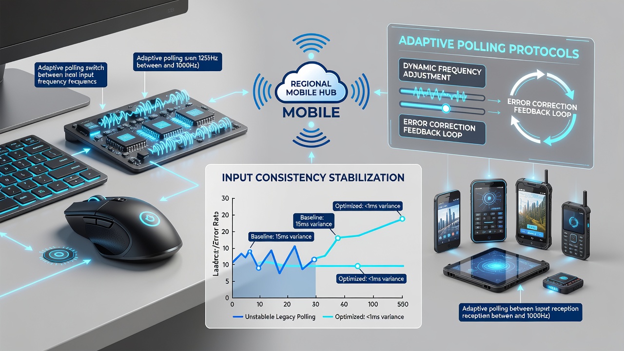 Close-up of wireless controller hardware implementing adaptive polling for esports competition
