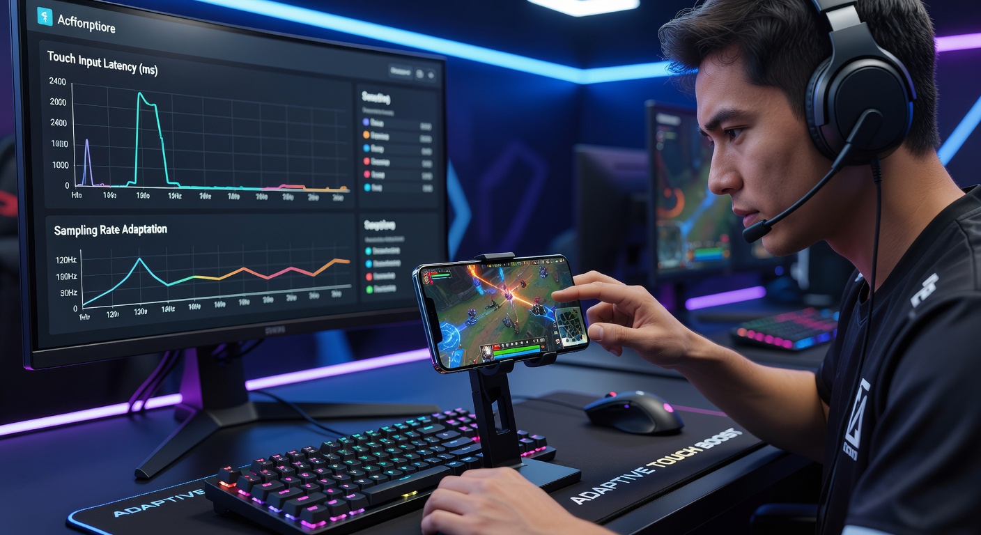 Close-up of competitive player executing precise touch inputs on a flagship device during an esports tournament