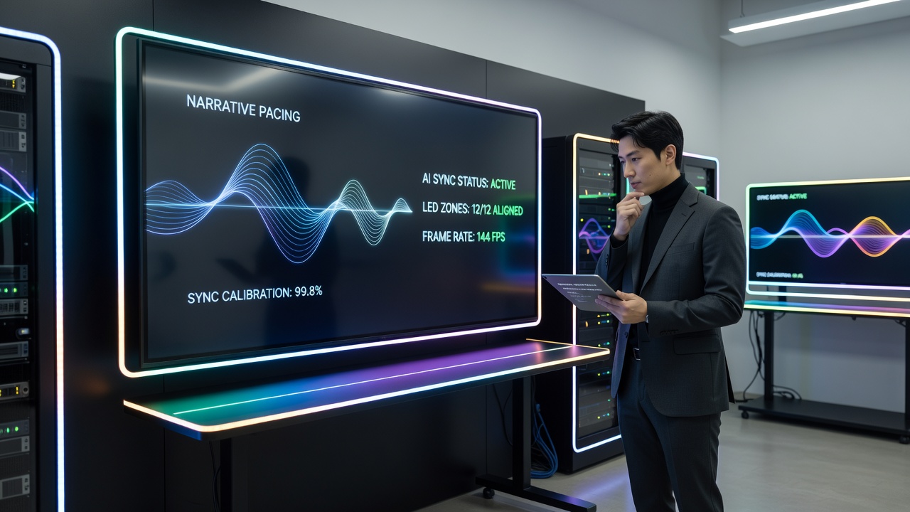 Close-up of synchronized LED strips responding to in-game story events