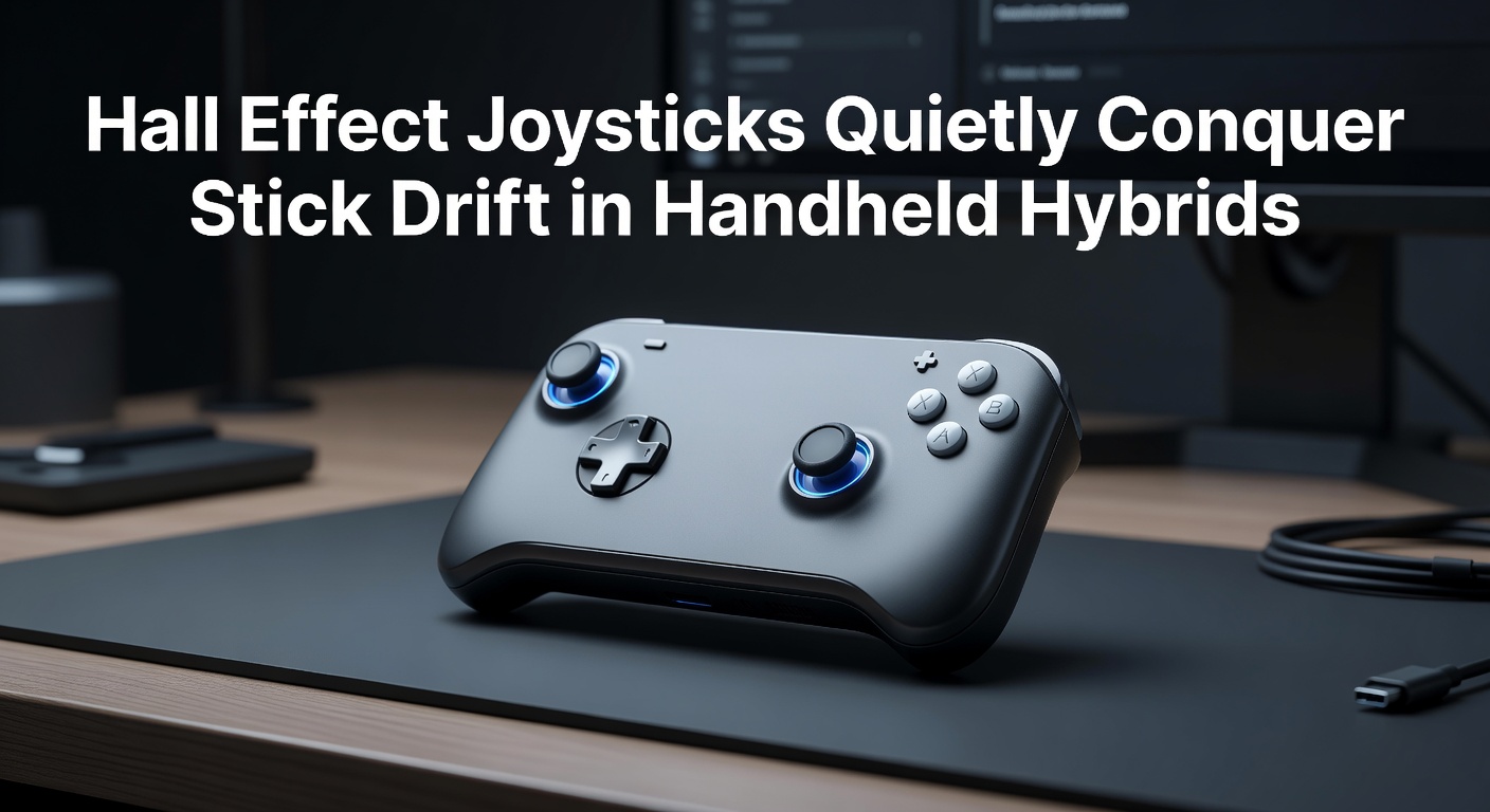 Comparison chart showing Hall Effect vs potentiometer joysticks in handheld devices, highlighting lifespan, accuracy, and drift resistance metrics