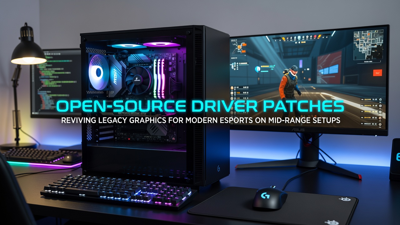 Legacy graphics card running esports title with open-source driver patches on mid-range hardware setup